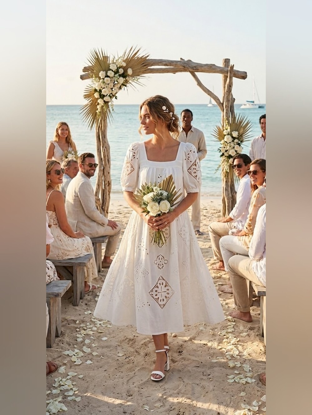 Anthropologie NWT  Hunter Bell NYC Waverly Eyelet Linen MIDI Dress Size S Bridal